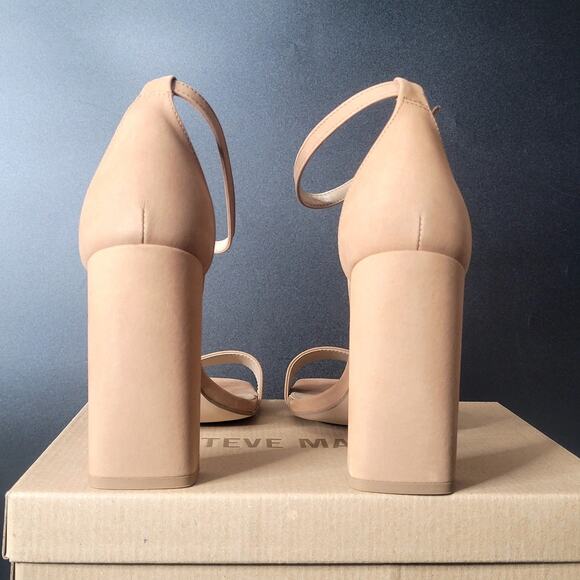 Steve Madden Tiaa Sz 9.5 Camel‎ Nubuck Leather Chunky Comfy Cute Block Heels NWB - Picture 3 of 9